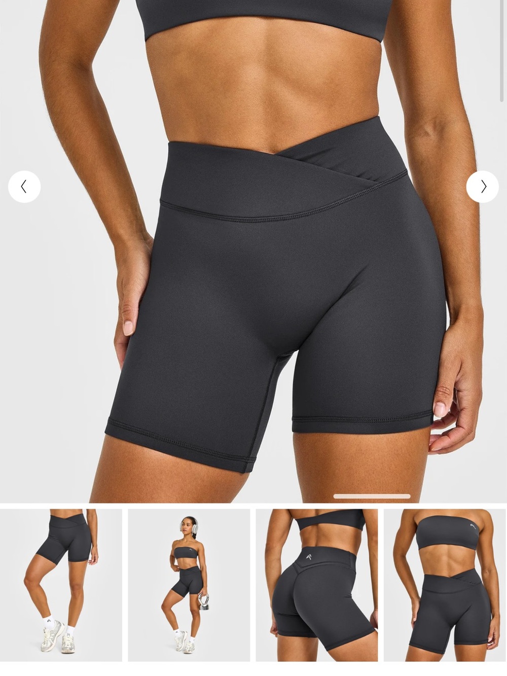 Oner Active Charcoal Crisscross High-Waist Bike Shorts